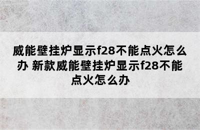 威能壁挂炉显示f28不能点火怎么办 新款威能壁挂炉显示f28不能点火怎么办